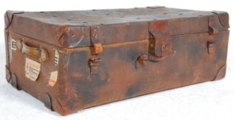 A vintage 20th Century brown leather travel trunk