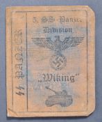 THIRD REICH GERMAN SS PANZER DIVISION SOLDIER'S ID BOOK