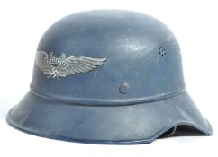 ORIGINAL WWII GERMAN NAZI ' LUFTSCHUTZ ' GLADIATOR HELMET IN BLUE