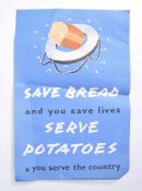 RARE ORIGINAL ' SAVE BREAD SERVE POTATOES ' WWII POSTER