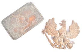 WWI FIRST WORLD WAR ITEMS - PRINCESS MARY TIN & PICKELHAUBE BADGE