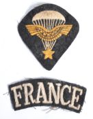 ORIGINAL WWII FREE FRENCH BRITISH AIRBORNE UNIFORM PATCHES