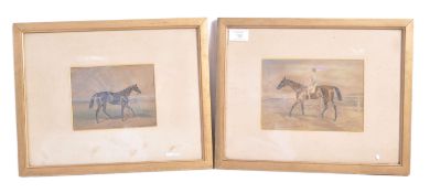 PAIR OF EARLY 20TH CENTURY HORSE RACING WATERCOLOU