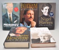 A mixed group of signed hardback autobiography books with some being 1st editions to include