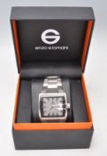 A good gentleman's Enzo Giomani stainless steel wrist watch on a stainless steel bracelet strap.