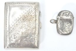 An early 20th Century Edwardian silver hallmarked cigarette case of rectangular bowed form having