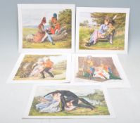 A collection of 5 unusual erotic prints of 19th Century soldiers and maidens in explicit