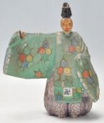 A believed 19th century Chinese hand carved and hand painted wooden doll - sculpture of a scholar or