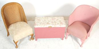 A collection of mid century Lloyd Loom rattan weave painted furniture to include a armchair finished