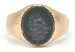 A 19th century Victorian 15ct gold Birmingham hallmarked intaglio ring. The ring with central seal