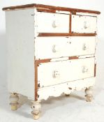 A Victorian 19th century shabby chic painted 2 over 3 chest of drawers. Raised on turned legs with 2