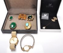A collection of vintage costume jewellery to include a swarovski mardi gras mask boxed hat in in its