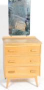 A vintage early 20th century circa 1940's light oak pedestal dressing chest of drawers having a