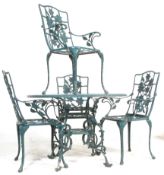 A good reproduction 19th century Coalbrookdale style revival cast metal garden table complete with