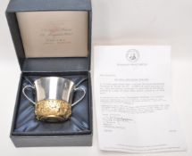 A solid silver Franklin Mint 4th of August 1982 Prince William Royal Christening commemorative