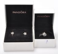 Pandora - A silver 925 Pandora owl charm set with blue stone eyes.