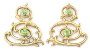 A pair of late 19th century Art Nouveau demantoid garnet findings. The findings having a