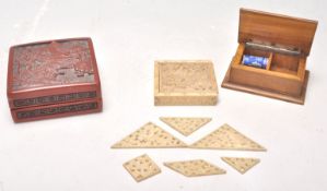 A vintage 20th Century carved Japanese cinnabar bo