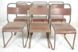 A set of 6 retro vintage mid 20th century Industrial village hall / working men's club stacking