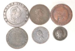 A selection of 18th and 19th Century coins to include a 1787 ' Number one of Lloyd's Weekly