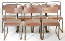 A set of 7 retro vintage mid 20th century Industrial village hall / working men's club stacking