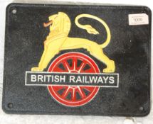 British Railways - A 20th Century vintage style cast iron railway steam train locomotive sign /