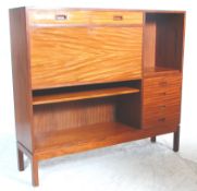 A brilliant mid 20th Century retro teak wood bureau desk / bookcase having two drawers above a