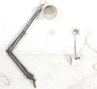 A vintage retro 20th Century industrial machinists / engineers anglepoise lamp together with a retro