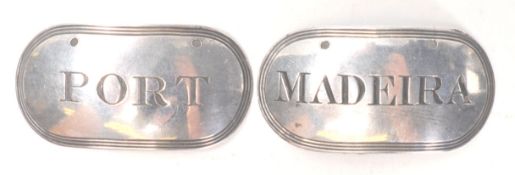 A good pair of late 18th Century Georgian decanter labels. One for Port and the other for Medeira.