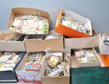 CIGARETTE CARDS, Trade cards etc. Massive accumulation in eleven shoeboxes, quantity of albums (both