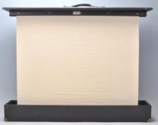 A lovely vintage Celfix portable pop up screen within a fitted leather case.