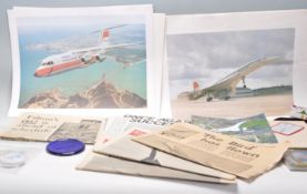 A mixed group of Concord related items to include multiple prints, Concord tie, Bristol Blue plaque,