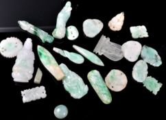 A collection of Antique 19th / 20th Century Chinese Jade figures to include Buddha in various poses,