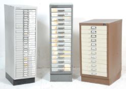 A group of four vintage 20th Century retro metal Bisley type industrial stationery / filing cabinets