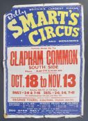 RARE ORIGINAL 1960'S BILLY SMART'S CIRCUS ADVERTISING POSTER