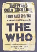 RARE EARLY ' THE WHO ' CONCERT POSTER FROM 1965