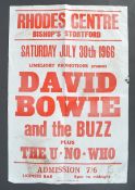 RARE DAVID BOWIE 1960'S CONCERT PROMOTIONAL POSTER