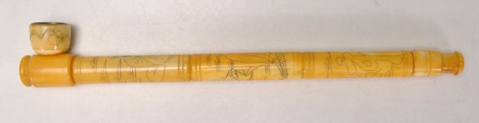 Chinese vintage bone (Opium?) Smoking Pipe. 33cm l