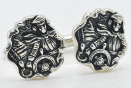 A pair of sterling silver gentleman's cufflinks ha