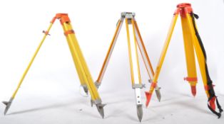 3 CONTEMPORARY ALUMINIUM AND CAST METAL SURVEYORS TRIPODS