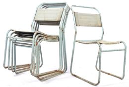 SET OF FIVE VINTAGE CANVAS STACKING DINING CHAIRS