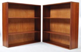PAIR MID CENTURY TEAK WOOD OPEN WINDOW BOOKCASE CABINETS