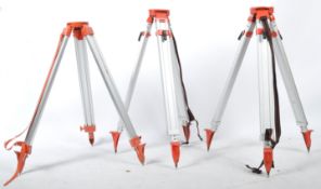 3 CONTEMPORARY ALUMINIUM AND CAST METAL SURVEYORS TRIPODS