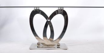 MODERNIST STEEL AND GLASS 21ST CENTURY REFECTORY DINING TABLE