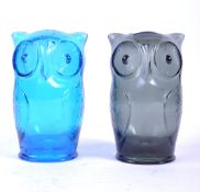 HOLMEGAARD - DANISH MID CENTURY PAIR OF STUDIO ART GLASS OWLS