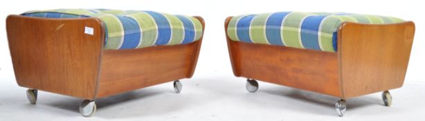 KOFORD LARSEN - G-PLAN ORIGINAL UPHOLSTERED TEAK FOOTSTOOLS