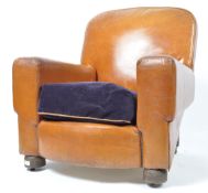 1930'S ART DECO LEATHER CLUB / CHESTERFIELD ARMCHAIR