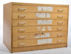 RETRO 20TH CENTURY BEECH ARCHITECTS PLAN CHEST OF DRAWERS