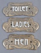 SET OF ART DECO HOTEL / RAILWAY REVIVAL CAST IRON DOOR PLAQUES