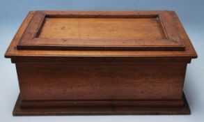 An early 20th century antique oak Bible box - chest having and oversized hinged lid opening to